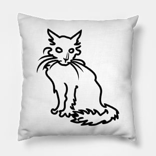 Cat Line Art Drawing Pillow