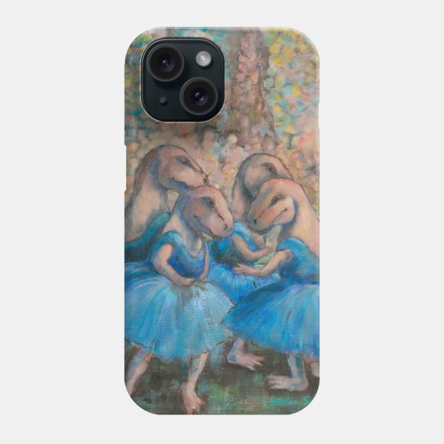 Dinos in Blue Phone Case by LouiseSullivanArt