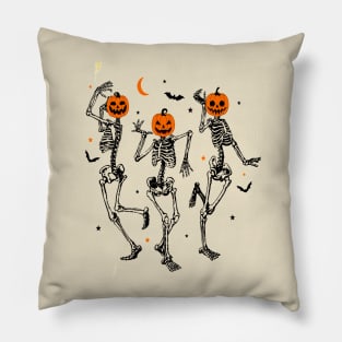 Dancing Skeleton Pumpkin Pillow