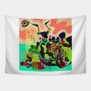 the business and affairs of the witches in ecopop mexican ufo remix art Tapestry