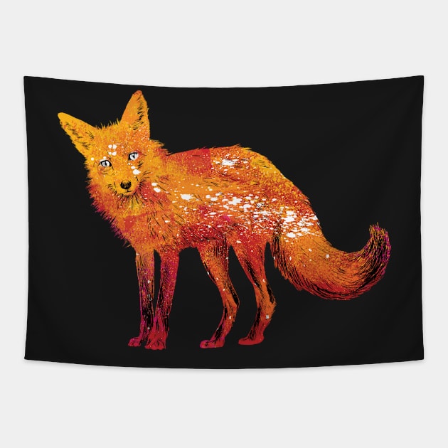 Painted Fox Tapestry by polliadesign