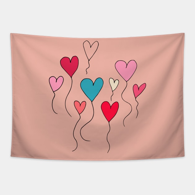 Heart Balloon Tapestry by bruxamagica