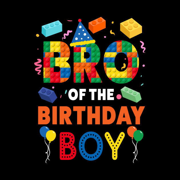 Bro Of The Birthday Boy 9 Year Old Building Blocks B-day Gift For Boys Kids by FortuneFrenzy