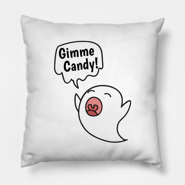 Gimme Candy! Halloween Funny Ghost for Trick Or Treat Pillow by InfinityTone