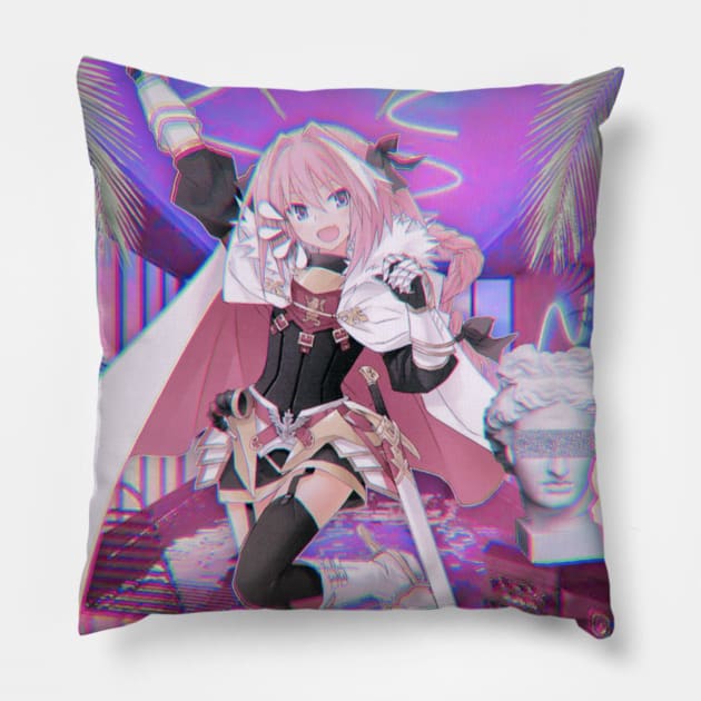 Astolfo Vaporwave 2.0 Pillow by jadehydra