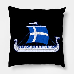 Finnish Viking Ship Scandinavian Suomi Finland Flag Pillow