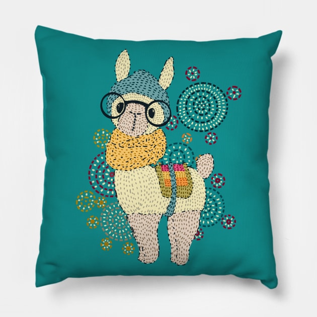 Cute dotted llama Pillow by Mimie20