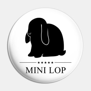 Mini Lop Rabbit Black Silhouette Pin