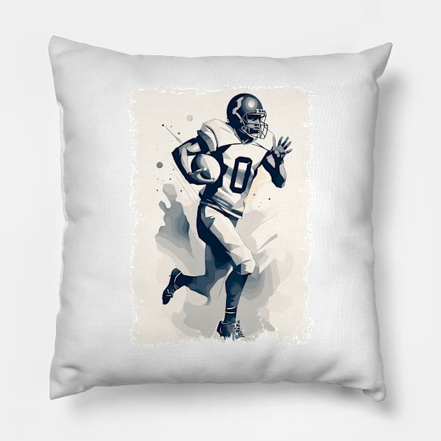 ✪ Football Player Portrait ✪ Abstract Vector Art Illustration Pillow by Naumovski