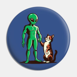 Alien and cat Pin
