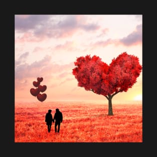 Valentine Wall Art - Picture of love - Unique Valentine Fantasy Planet Landsape - Photo print, canvas, artboard print, Canvas Print and T shirt T-Shirt