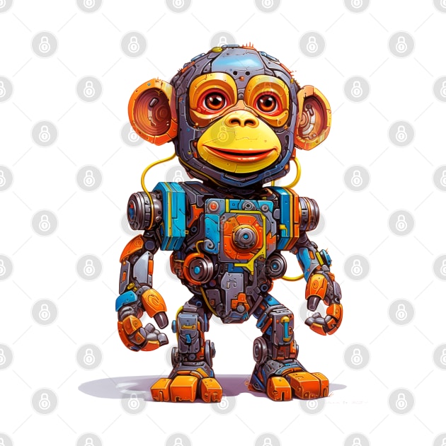 Cartoon monkey robots. T-Shirt, Sticker. by AndreKENO