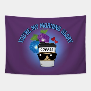 Cute Ice Coffee and Morning Glory Flowers love Frit-Tees Tapestry