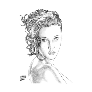 Scarlett Johansson sketch style in color T-Shirt