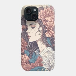 Floral Girl Illustration Phone Case