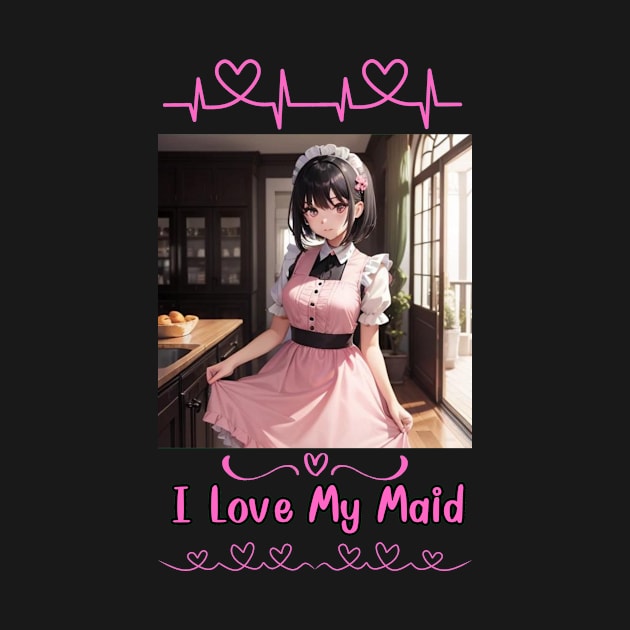 I Love My Maid Heart Anime Girl by Clicks Clothes