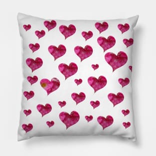 Pink Hearts with Rose petals - Valentines day Anniversary Romance Love Decorations Pillow