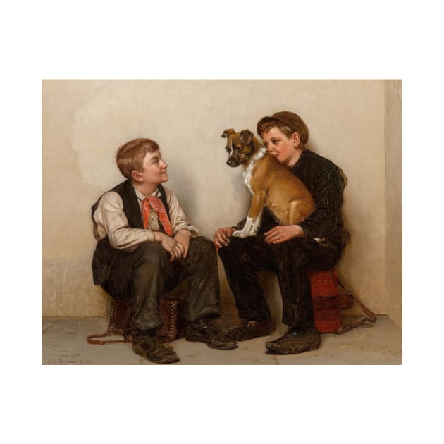 Two Shoeshine Boys with a Dog by John George Brown by Classic Art Stall