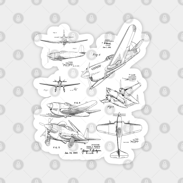 Airplane Designs 1940s Patent Prints Magnet by MadebyDesign