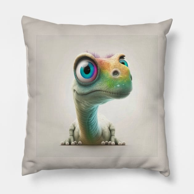 Dinosaurier Paul mit großen bunten Augen. Pillow by EUWO