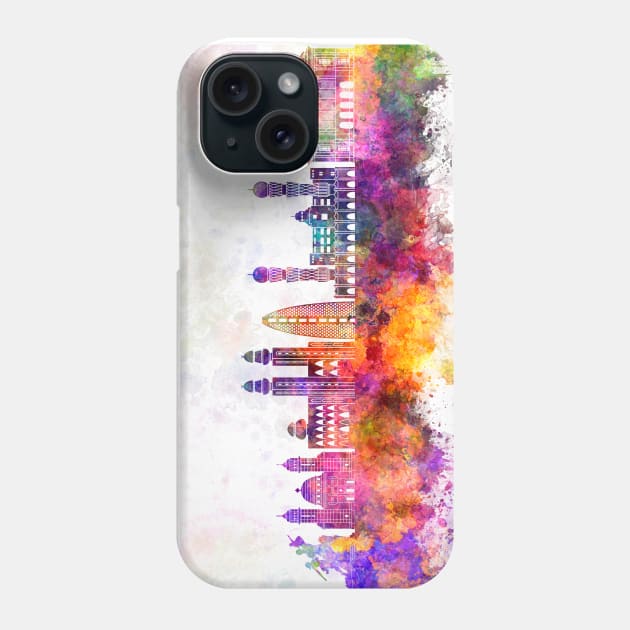 Dakar skyline watercolor background Phone Case by PaulrommerArt