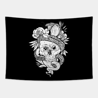 Skull snake tattoo Tapestry