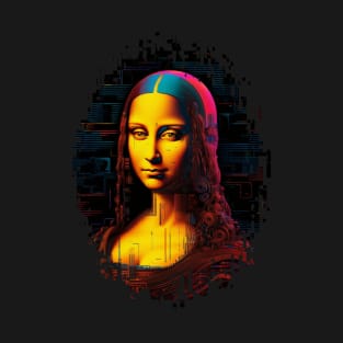 Digital Renaissance Mona Lisa AI Generated Glitch Art T-Shirt