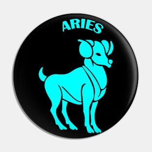 Aries Astrology Zodiac Sign - Aries  Ram Astrology Birthday Gifts Ideas - Black and Turquoise Pin