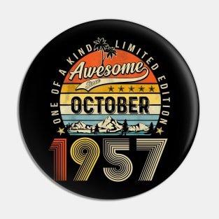 Awesome Since October 1957 Vintage 66th Birthday Pin