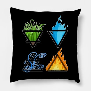 Symbols of the 4 Elements of Nature - Earth, Air, Water and Fire Pillow