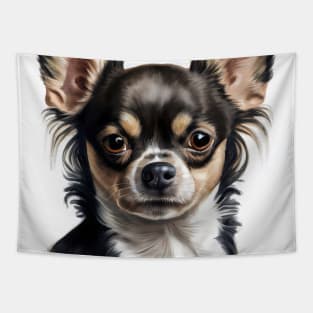 Black White and Tan Chihuahua Portrait Tapestry