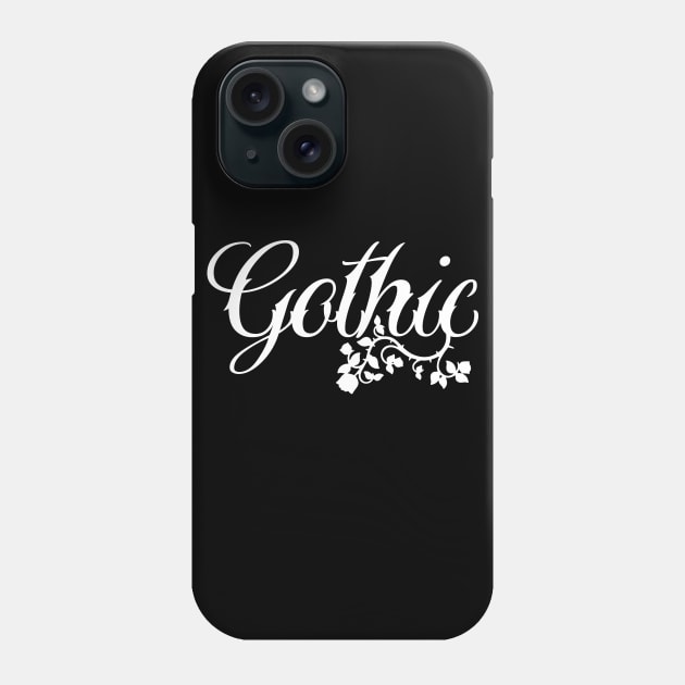 Gothic in aesthetic script with rose Phone Case by SpassmitShirts