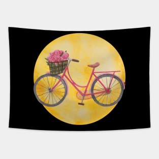 Girly Bicycle with flowers Yellow Pink Tapestry