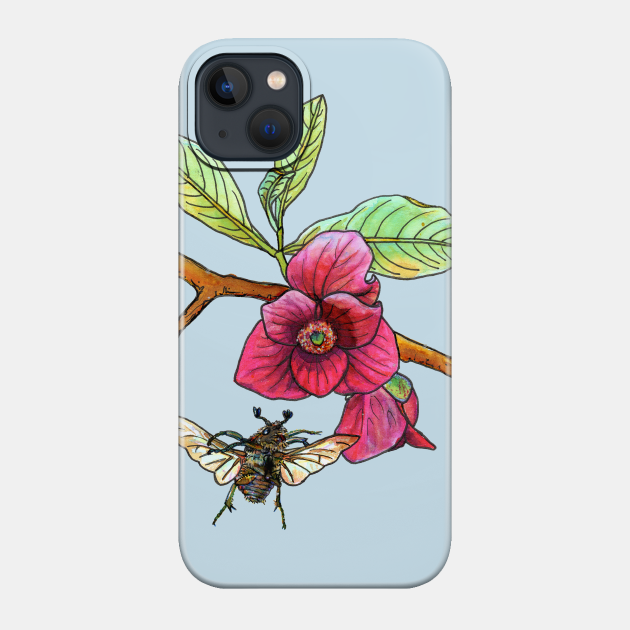 Pawpaw and Bumble Beetle - Nature Drawing - Phone Case