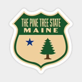 The Pine Tree State Maine Retro Pine Tree Shield (Green) Magnet