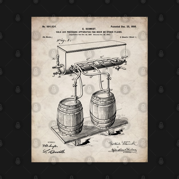 Beer Keg Patent - Home Brewer Craft Beer Art - Antique by patentpress