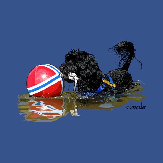 Portuguese Water Dog with Buoy Ball by avondalealley