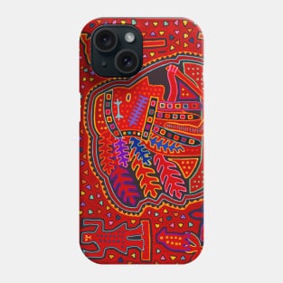 Kuna Indian in Canoe - Red Mola Phone Case