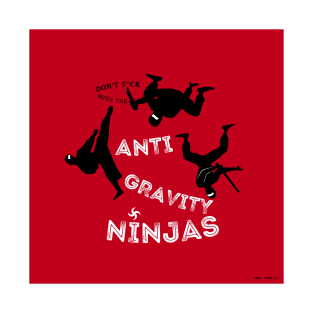 Anti Gravity Ninjas (White/Blk Over Red) By Abby Anime(c) T-Shirt