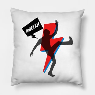 Stardust Blue & Red 80s 90s pop style | Black Silhouette Retro Comic Book AWEYE! Pillow