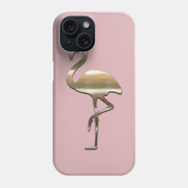 Gold Copper Look Flamingo Pattern Phone Case by technotext