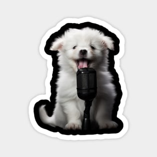 White cloud Puppy Singing Magnet