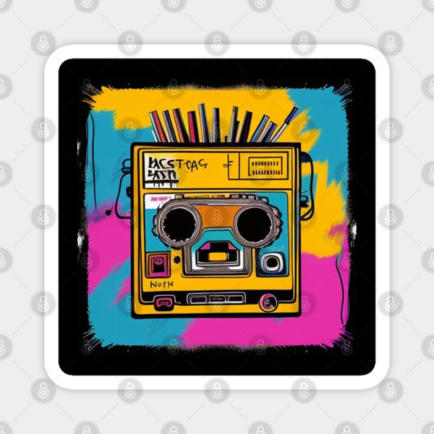 80s Music Retro Vintage 8-Track Magnet by musicgeniusart