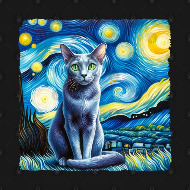 Korat Cat Starry Night Inspired - Artistic Cat by starry_night