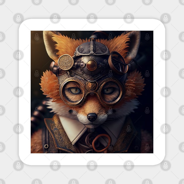 Cute steampunk Fox Magnet by DigiArtsSpace