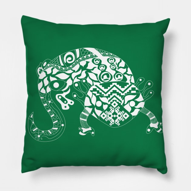 white axolotl ecopop Pillow by jorge_lebeau