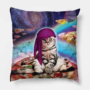 Space Pizza Cat Galaxy T-Shirt Pillow