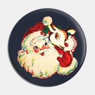 Glitter Santa and Rudolph Pin