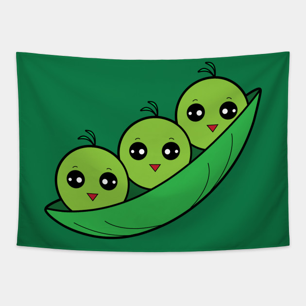 Cute Cartoon Three Peas in a Pod - Peapod - Tapestry | TeePublic Cute Cartoon Three Peas in a Pod - Peapod - Tapestry | TeePublic
