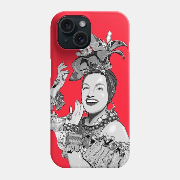 Carmen Miranda in black and white Phone Case by FanboyMuseum